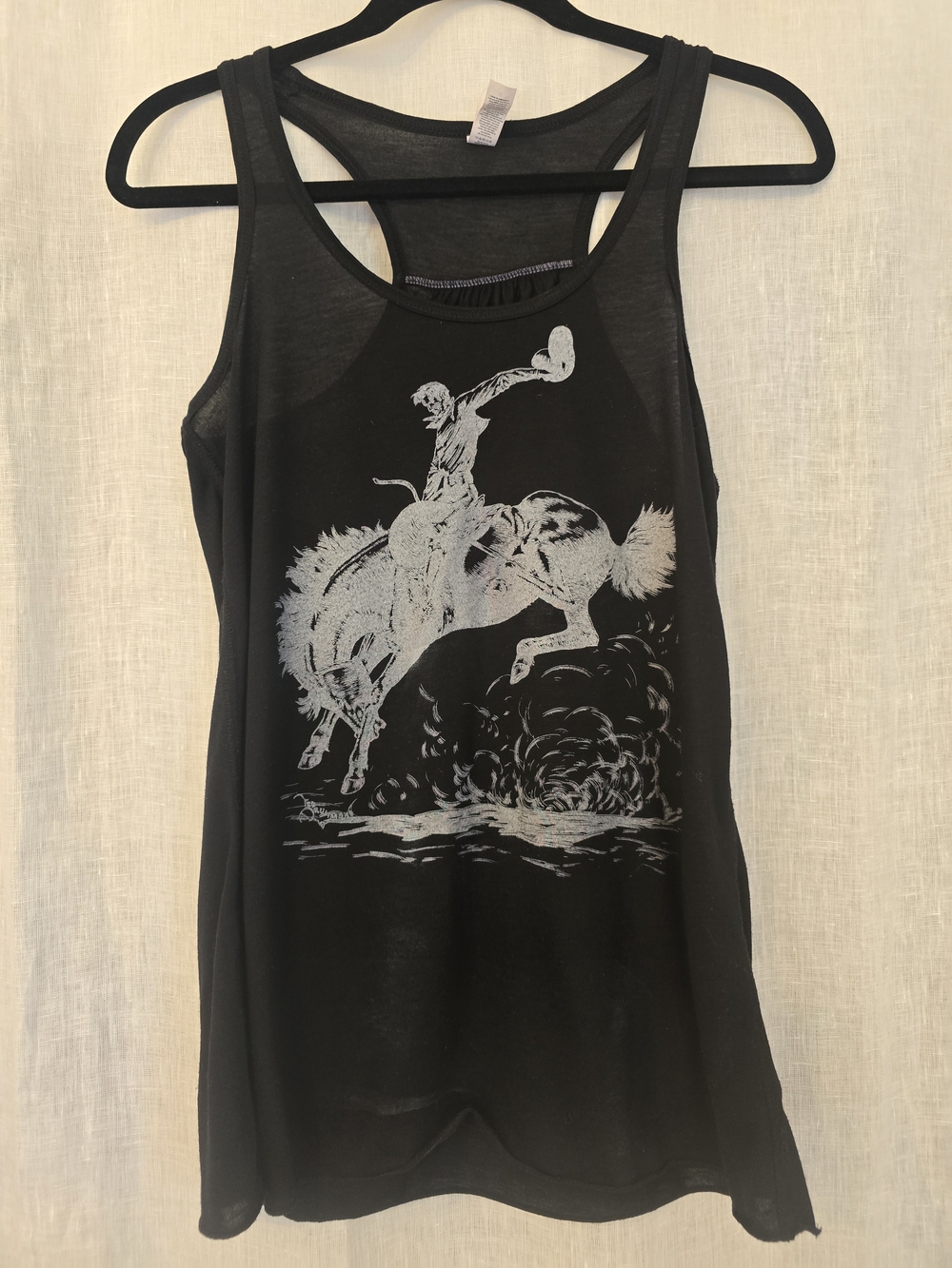 Black Racerback Tank with Rodeo Graphic